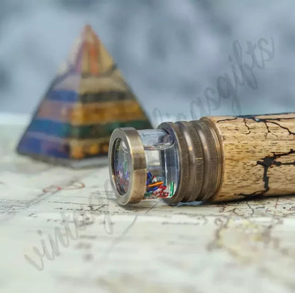 Personalized Brass Kaleidoscope Vintage Style with Wooden Case Handmade Gift Dec