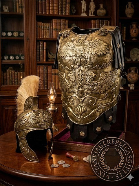Brass Medieval Roman Chest Armor Reenactment Cuirass With Roman Helmet
