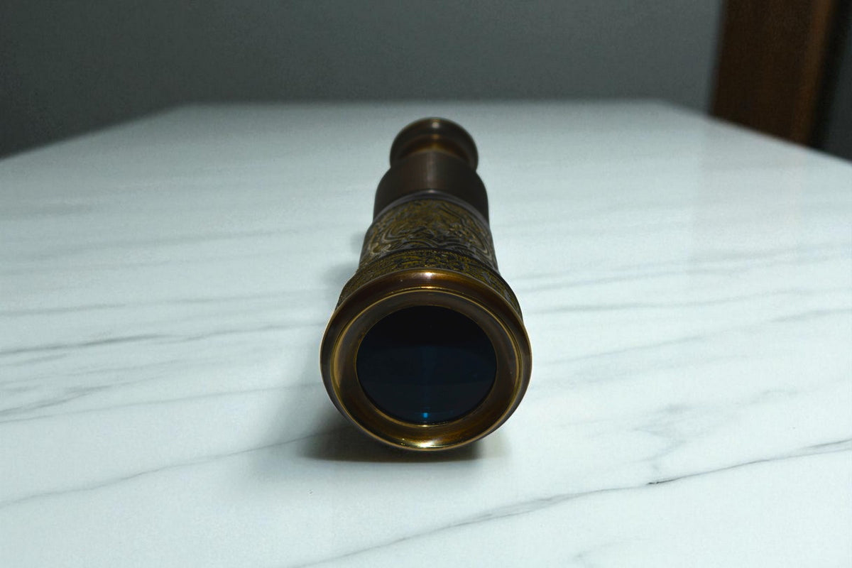 Victorian Nautical Spyglass Brass Telescope w/ Antique Finish & Medieval Design