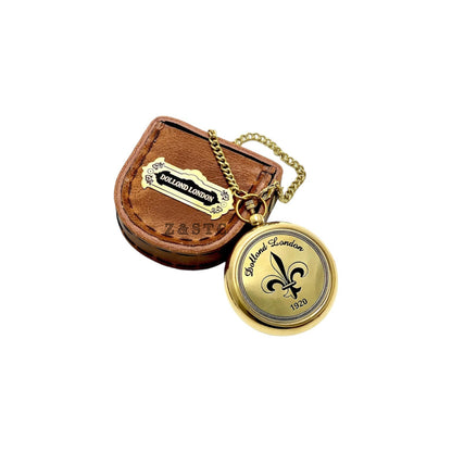 Vintage Brass Round Locket compass 2" with Leather Cover directional gift