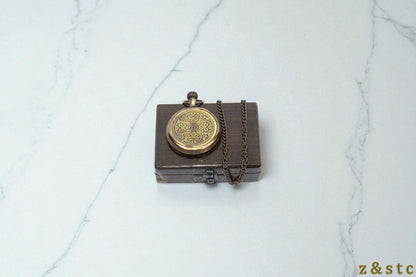 Classic Brass Pocket Watch with Black Wood Box – Retro Gifting Idea