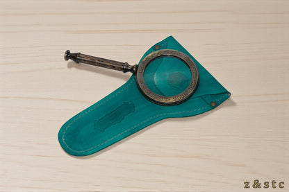 Henry Hughes Brass Handheld Magnifying Glass with Leather Cover – Vintage Replic