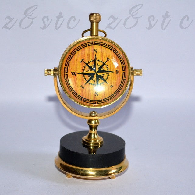 Collectible Brass Maritime Desk Watch – Vintage Clock on Marble Stand