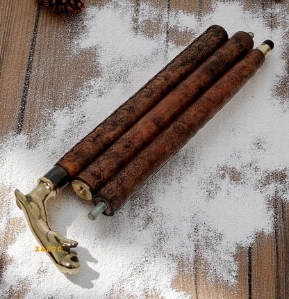 Handcrafted Wooden Walking Stick – Brass Lion Head Handle, Vintage Cane for Men,