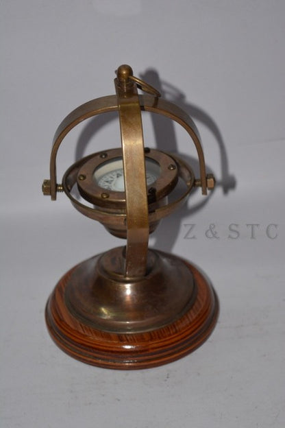 Brass Gimballed Nautical Compass – Handmade Vintage Navigation Piece