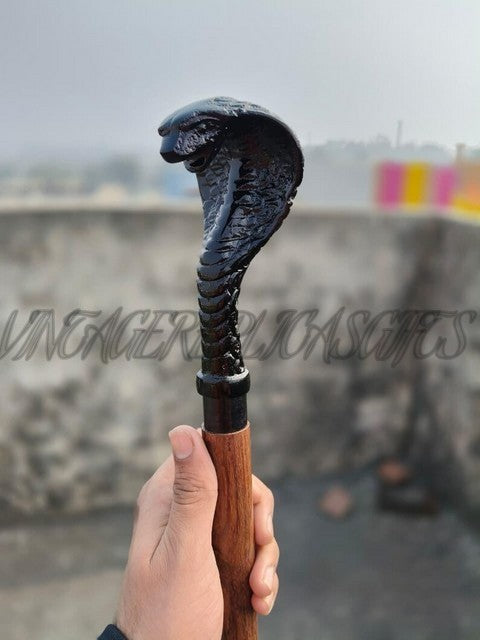VintageReplicasGifts Victorian Brass Handle Walking Stick 3 Fold Wooden Cane