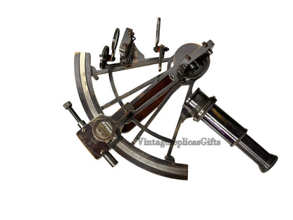 Vintage German Brass Nautical Sextant 8" - Antique Marine Navigation Instrument