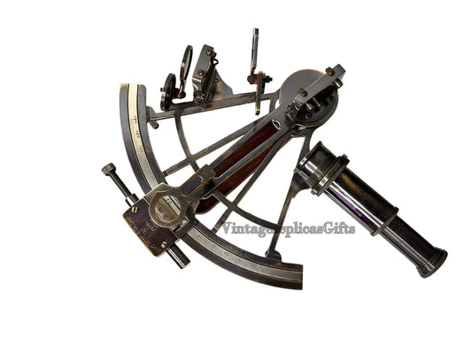 Vintage German Brass Nautical Sextant 8" - Antique Marine Navigation Instrument