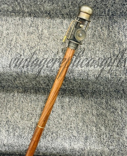 Handmade Antique Brass Walking Stick with  with Nautical Steam Engine Handle