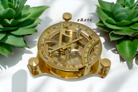 Nautical Brass Sundial Compass – Working Antique Style Compass for Outdoor Use