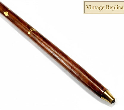 Handcrafted Rosewood Swagger Walking Stick with Brass Inlay Steampunk Gear Desig