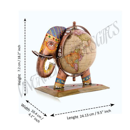 Decorative Elephant Globe Tabletop Showpiece Metal World Globe Home Office Desk