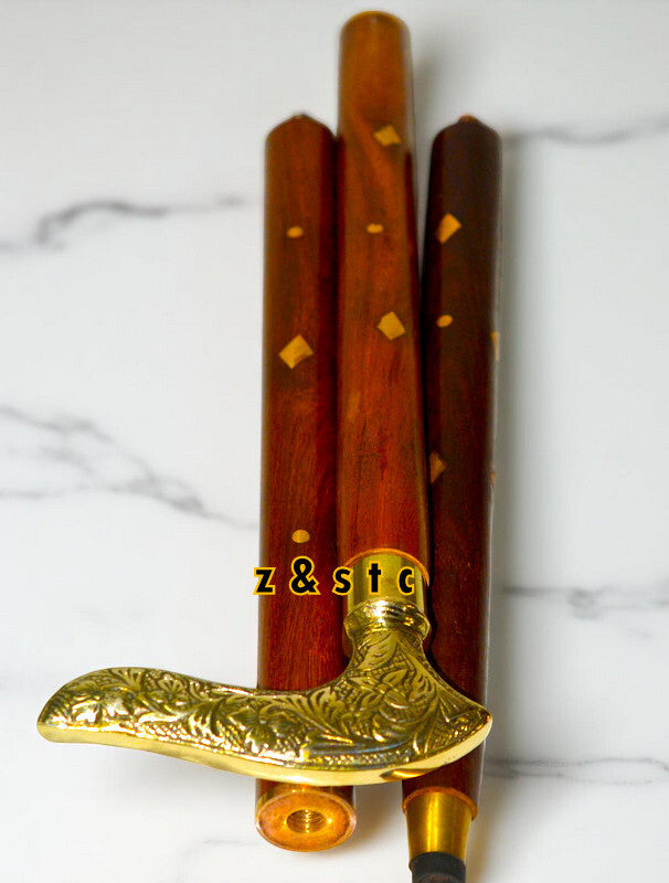 Classic Gentleman's Walking Stick – Brass & Black Wood Design