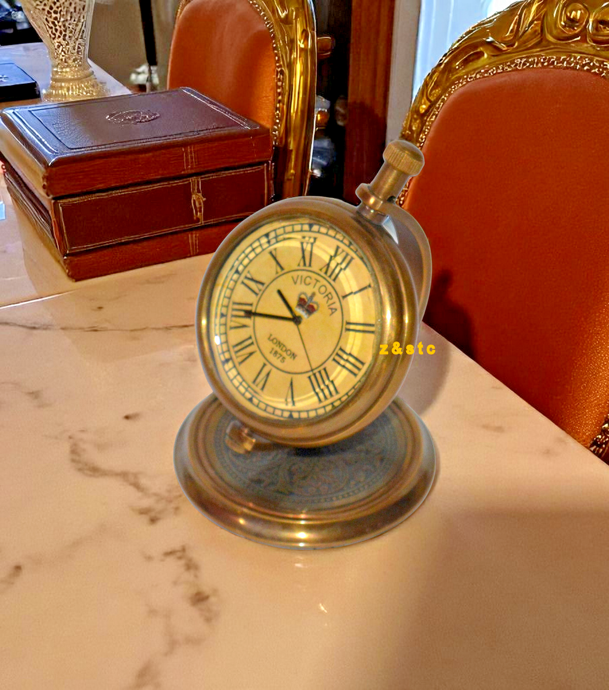 Decorative Desk Clock Classic Brass Timepiece for Study, Office, or Gift