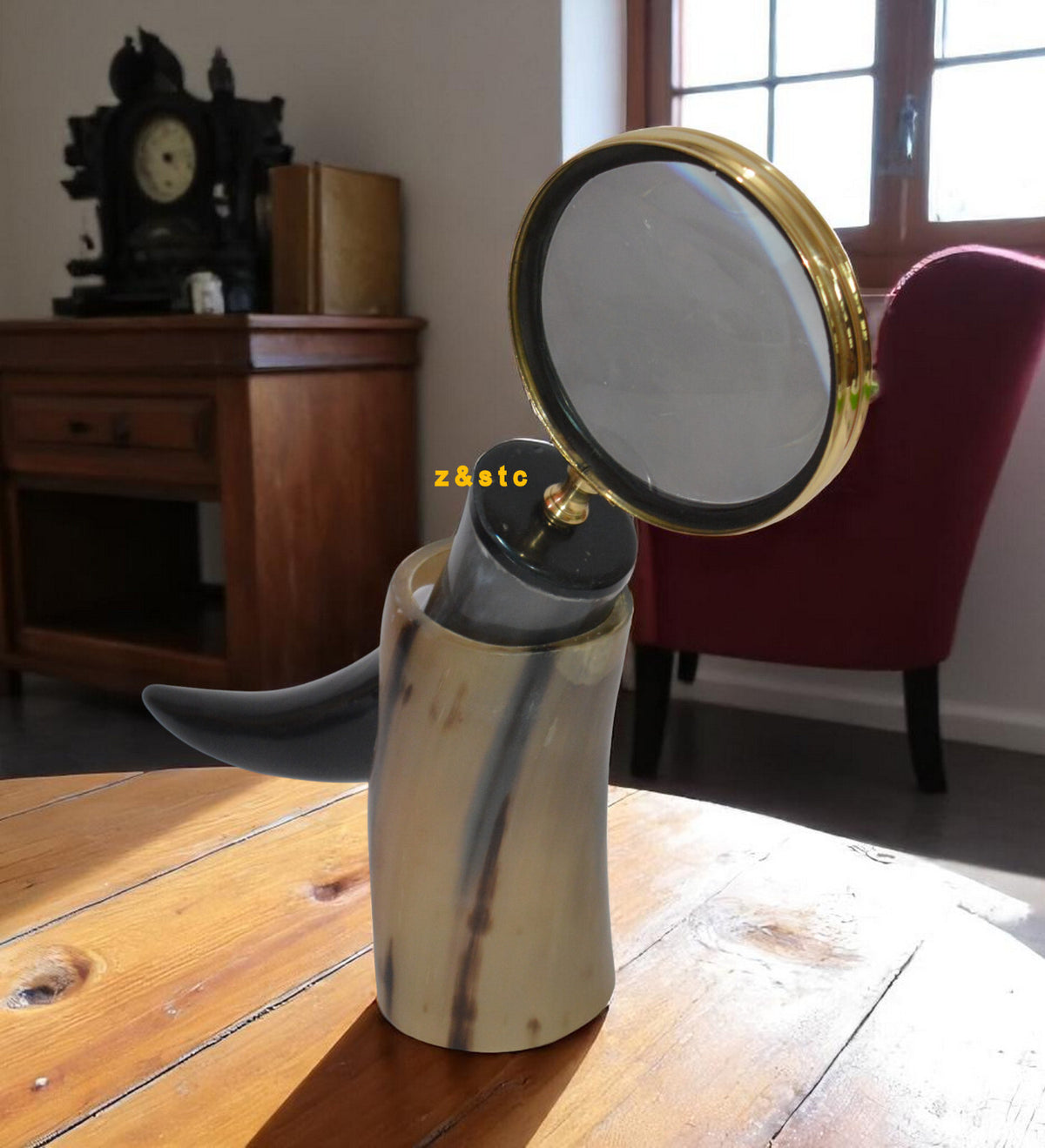 Vintage Brass Handheld Magnifying Glass Nautical Style Reader Lens