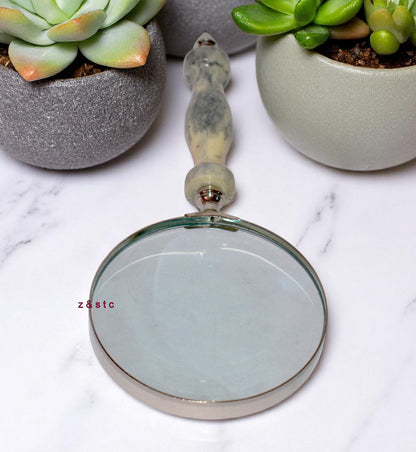 Vintage Brass Magnifying Glass Handheld Lens for Reading & Display