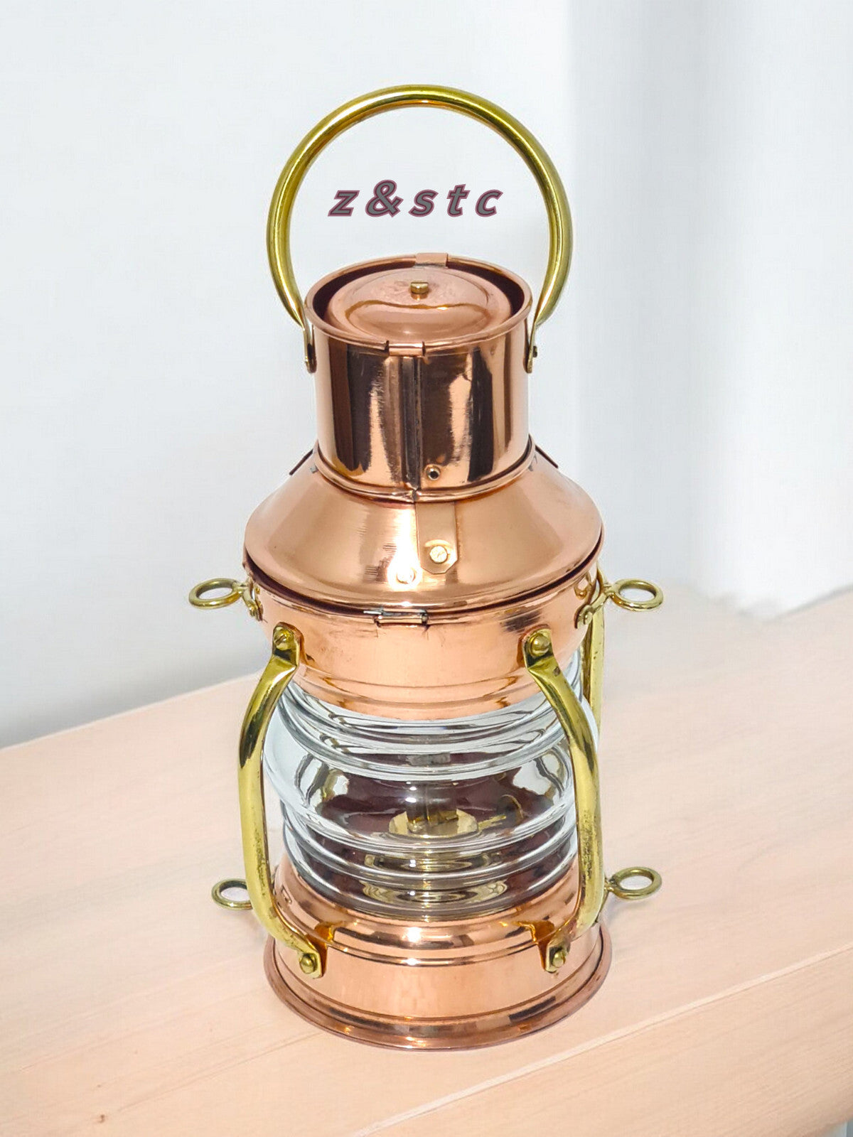 Handmade Copper Ship Anchor Lantern – 8'' Maritime Oil Lamp