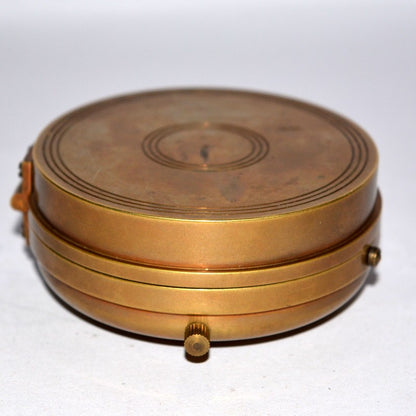 Vintage Brass Desk Clock with Magnetic Compass – Nautical Collectible Gift Item