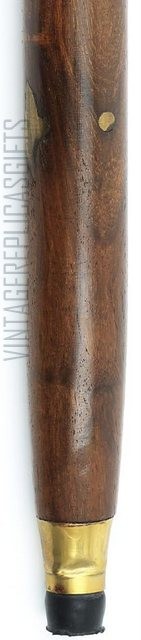 Solid Brass Clock Handle Walking Stick - Steampunk Indian Rosewood Cane - 36"