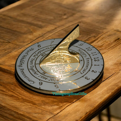 Custom 30th Pearl Wedding Anniversary 6” Brass Sundial – Personalized Gift