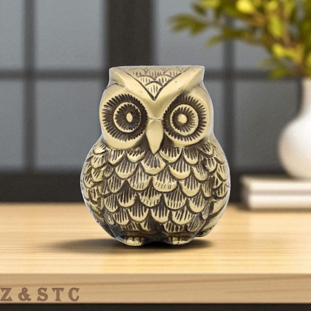 Handcrafted Brass Owl Figurine – Symbol of Wisdom for Home or Office Decor