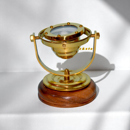 Vintage nautical brass gimballed ship’s binnacle compass – antique maritime gift