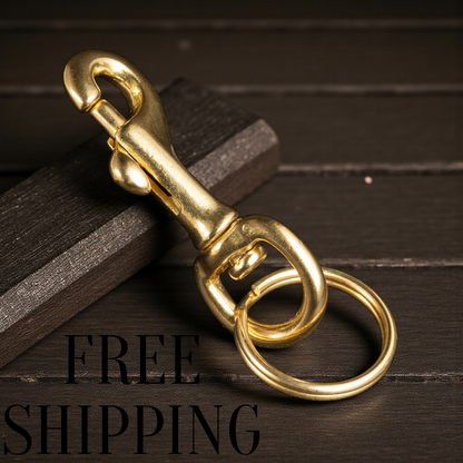 Pack of 16 Solid Brass Keychains Swivel Trigger Snap Hooks with Key Rings & Belt