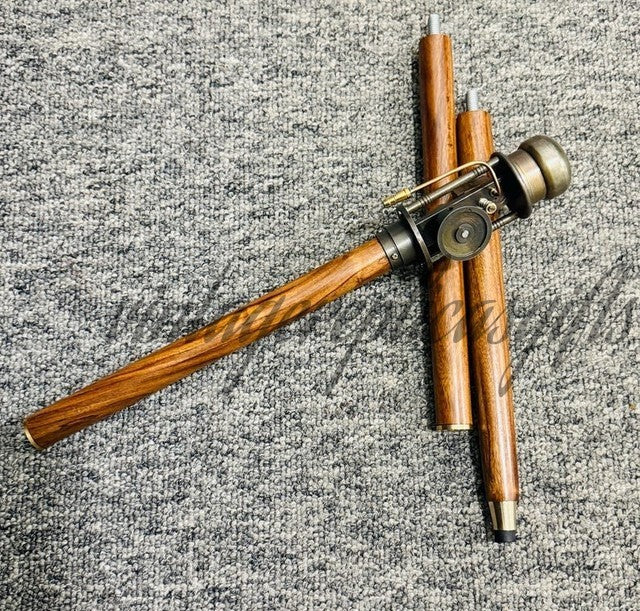Handmade Antique Brass Walking Stick with  with Nautical Steam Engine Handle