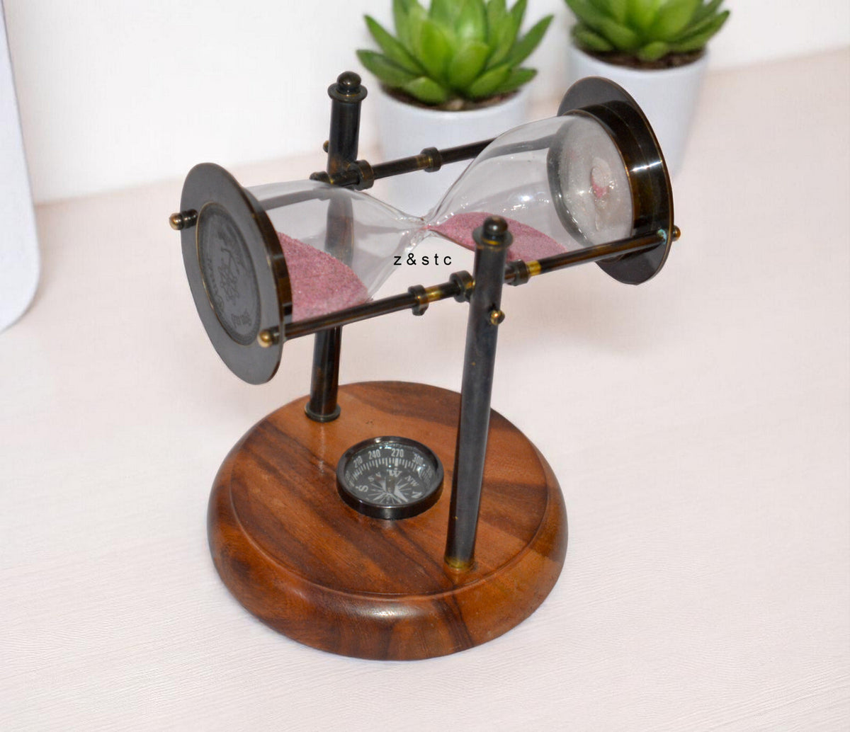 Antique Style Brass Sand Timer – 5 Min Hourglass Desk Decor