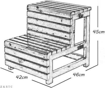 Wooden 2-Step Stool – Premium Teak Wood Step Ladder for Home.