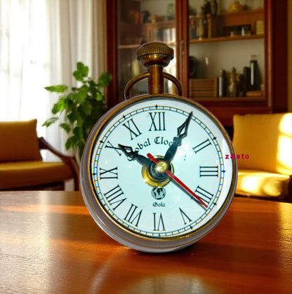 Vintage Brass Desktop Clock Elegant Tabletop Timepiece for Office or Home