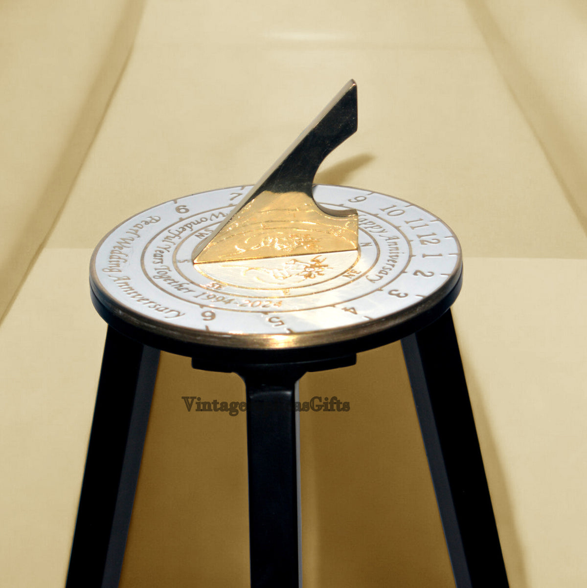 Personalized 30th Pearl Wedding Anniversary 6” Sundial with Stand – Custom Gift