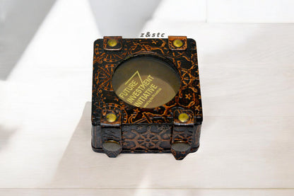 Brass Pocket Compass with Handmade with leather case – Perfect Gift for Him