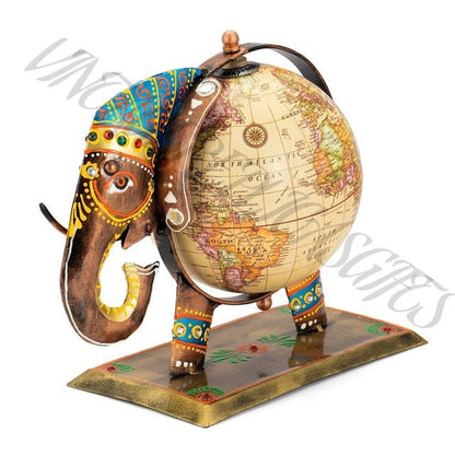 Decorative Elephant Globe Tabletop Showpiece Metal World Globe Home Office Desk