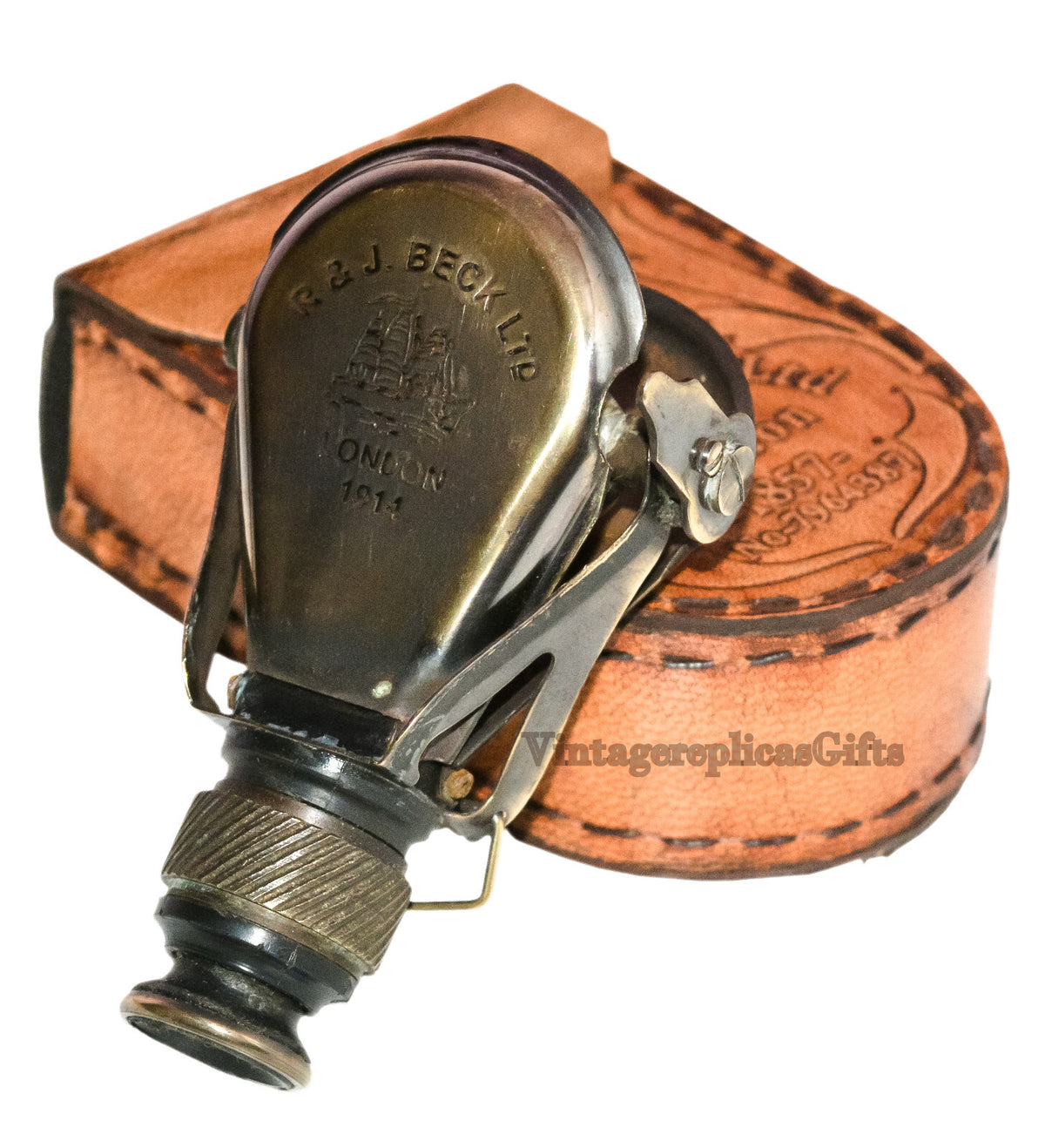 Vintage Brass 4" Telescope Spyglass Scope Nautical Maritime With Leather Cover