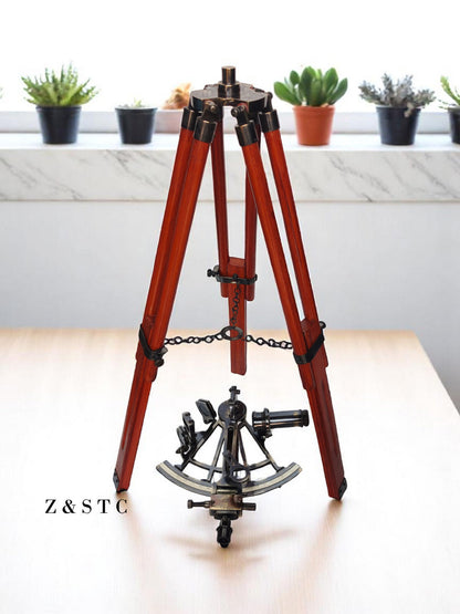 Nautical Brass Sextant on Tripod Stand – Collector’s Instrument Replica