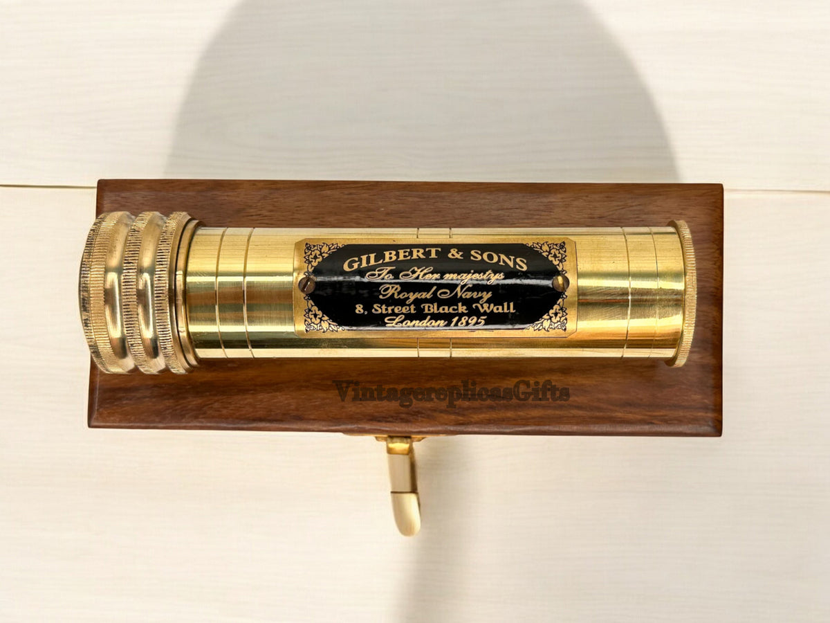 Antique Vintage Classic Brass Kaleidoscope W/ Wooden Box Kids Creative Toy Gift
