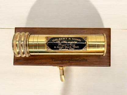 Antique Vintage Classic Brass Kaleidoscope W/ Wooden Box Kids Creative Toy Gift