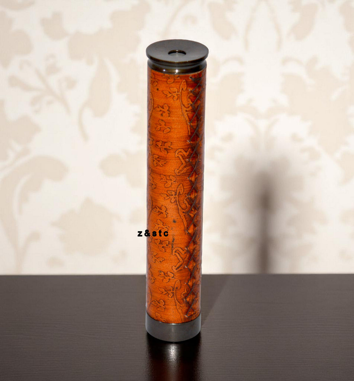 Handcrafted Leather-Wrapped Brass Kaleidoscope – Antique Style Collectible