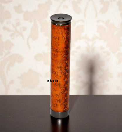 Handcrafted Leather-Wrapped Brass Kaleidoscope – Antique Style Collectible