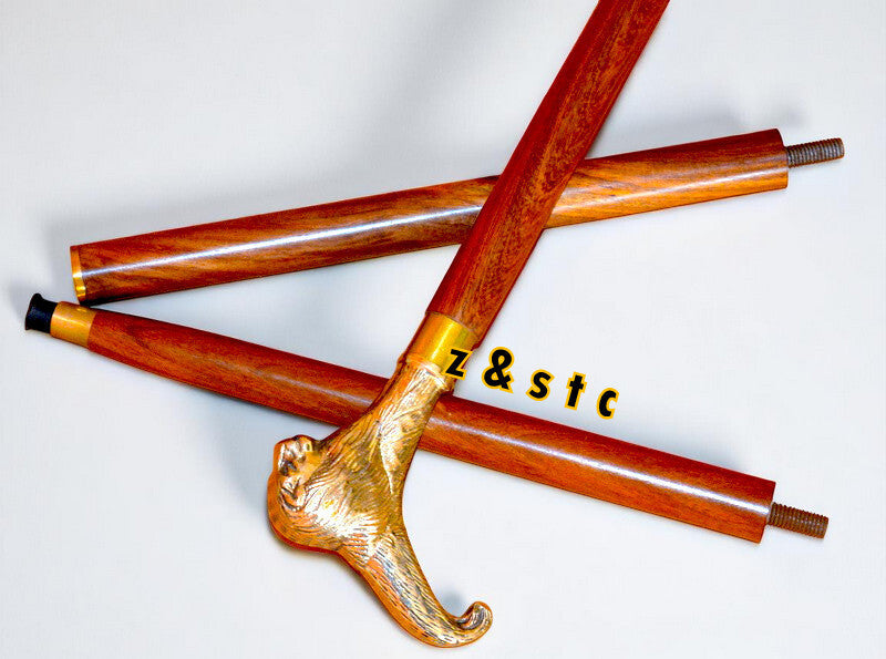 Brass Lion Head Walking Cane Vintage-Inspired Walking Stick