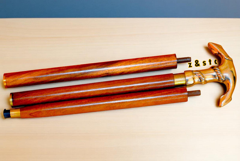 Nautical Style Walking Stick – Brass Ship Anchor Handle, Foldable Wooden Cane