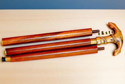 Nautical Style Walking Stick – Brass Ship Anchor Handle, Foldable Wooden Cane