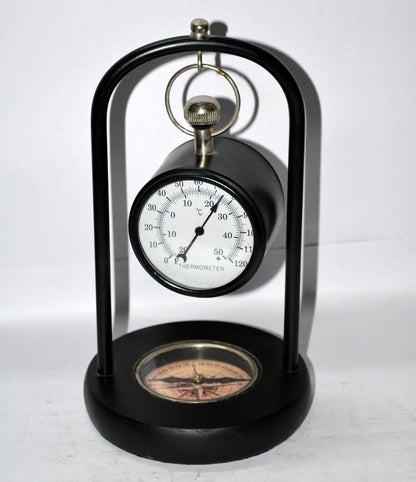 Maritime Antique Brass Hanging Clock with Compass & Thermometer desktop gifts