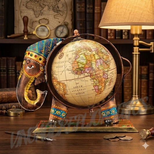 Decorative Elephant Globe Tabletop Showpiece Metal World Globe Home Office Desk