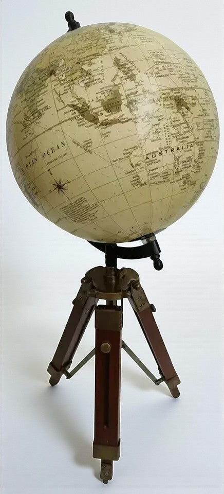 Vintage Style World Globe with Wooden Tripod – Nautical Maritime Home Decor