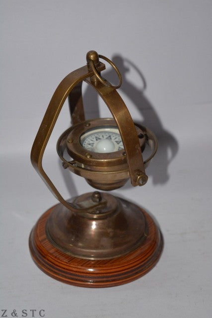 Brass Gimballed Nautical Compass – Handmade Vintage Navigation Piece