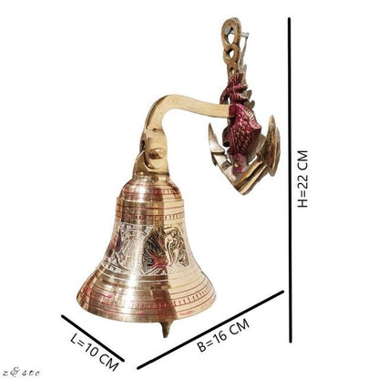 Vintage Brass Gate Entrance Bell Wall Mounted Anchor Design for Home' Temple etc