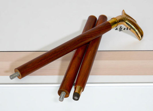 Vintage Wooden Walking Stick with Brass Eagle Handle – 36" Cane for Men