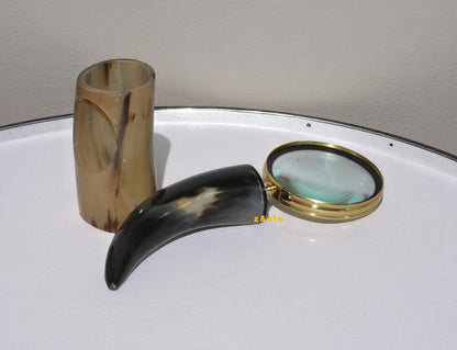 Vintage Brass Handheld Magnifying Glass Nautical Style Reader Lens